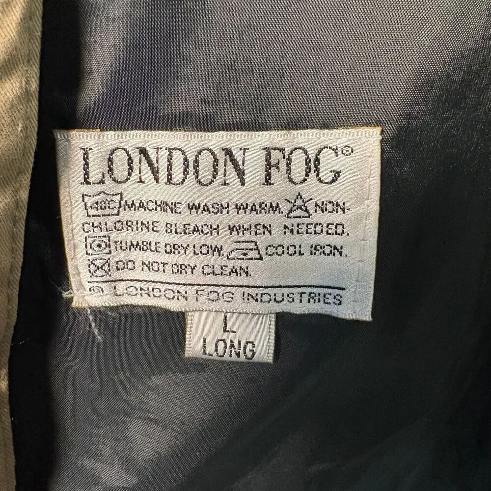 90s Vintage London Fog Classic Khaki Field Coat, Removable Liner Men's sz L Tall